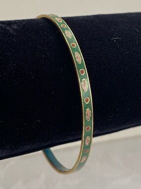 Vintage Chinese Cloisonné Enamel Bangle Bracelet Floral
